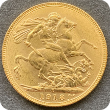1918 Gold Sovereign Bombay India Mint