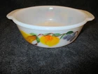 Vintage Fire King Milk Glass Gay Fad Fruit Casserole Baking Dish