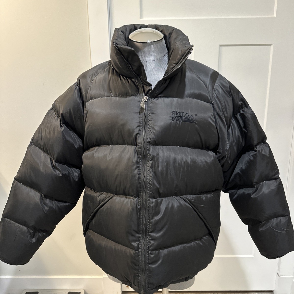 Hooded Jacket First Down Puffer Jacket First Down Mens Black