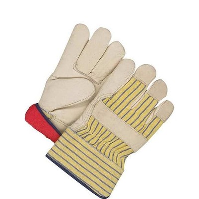 Bdg 40-9-1511Fl Leather Gloves, Cowhide Palm, Safety Cuff, White / Blue/Yellow,