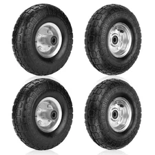 10" Turf Tire and Wheel 4.10/3.50-4" for Lawn Mowers, Hand Trucks, Trailers, ...