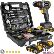 20V Brushless Cordless Drill Set 135PCS Electric Tool Kit W/ Batteries New