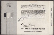 1967 Cadillac Owner Protection Plan & New Vehicle Warranty