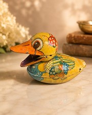 Vintage 1950s Japan Tin Litho Mechanical Duck Toy Moving Beak Colorful