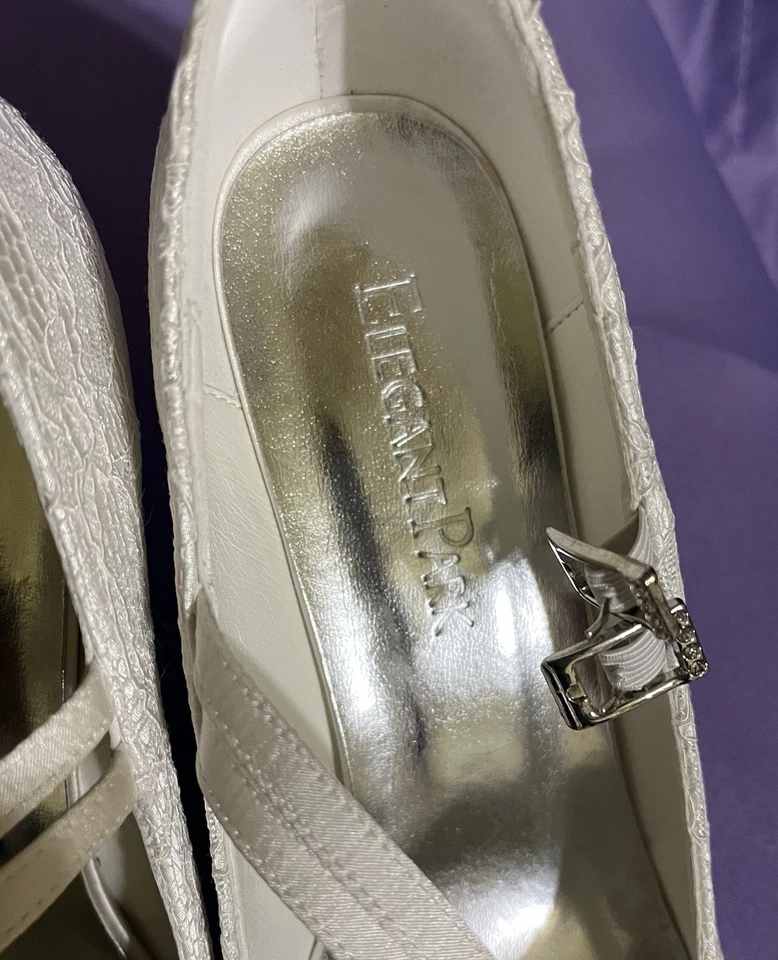 Elephant Park blanco boda talla 9, zapatos de salón de vestir Mary Jane, 2” Heal (Sh-1003) Foto 4 de 4