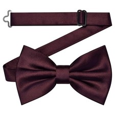 Branduce Solid Color Pre-tied Bow Tie Quality Adjustable Bowtie Maroon Burgundy