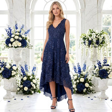 NEW QUIZ SZE 14 NAVY LACE EMBROIDERY DRESS PROM WEDDING ASCOT RACES PARTY SUMMER