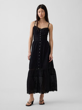 Gap-Lace-Trim Button-Front Maxi Dress