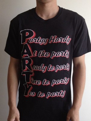 Partyy Hardy T Shirt Clothing Party Black Red Graphic Tee Men s Size Medium