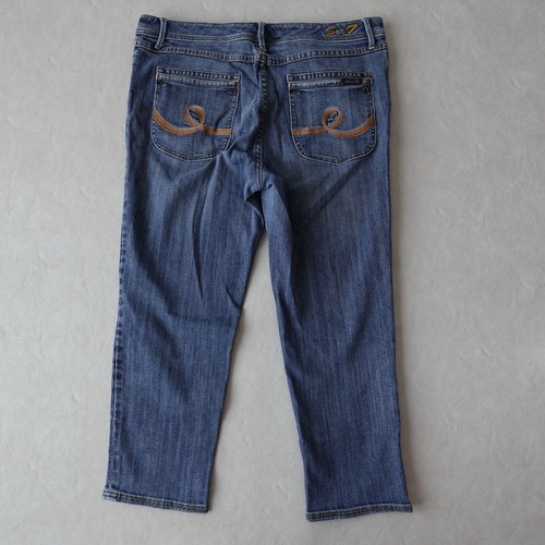 Seven7 Jeans Women 14 Capri Blue Denim Mid Rise Stretch Straight Leg - Picture 3 of 12