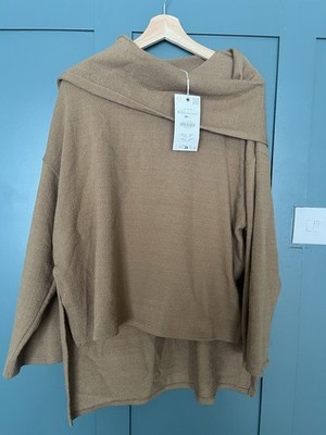 ZARA Oversize Pullover mit Schal Detail - XS/S - Mid Camel - Neu mit Etikett UVP 45,99£