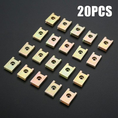 20x Car Bumper Plate Fastener Clips Screw Base U Type Nut Clamp 3mm Universa