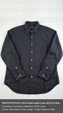 Ralph Lauren Purple Label Linen Button-Down Shirt Navy Blue XL