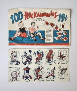 Vintage 1962 Washable Tattoo Sheet - Kockamamies - A.J. Wildman NY Temporary Art