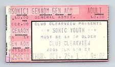Sonic Youth Concert Ticket Stub  October 25 1990 Dallas Texas