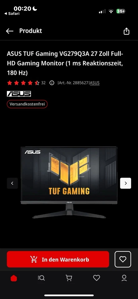 ASUS TUF Gaming VG27VQM 27 Zoll Full HD VA LED Gaming-Monitor - Schwarz