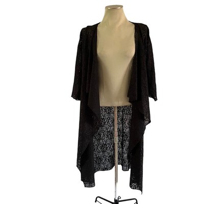 Black Lace Duster Cardigan Sz M Whimsygoth Fairy Grunge Witchy Festival Rave