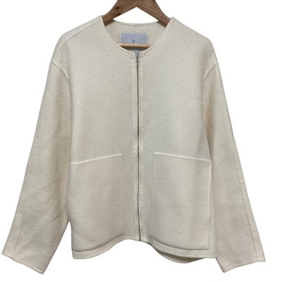 MOGA Light River Collarless Jacket, Size 1, Off-White Women USED