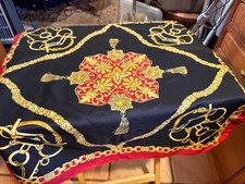 Horse Print Equestrian Scarf 23" x 23" Red Blue Gold Thin Lightweight Ornate