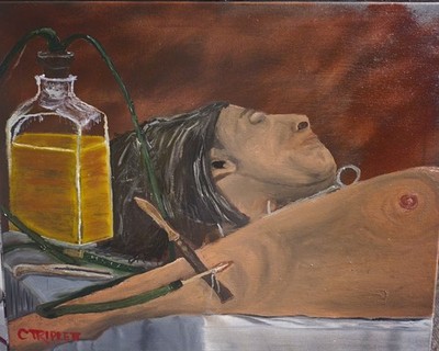 Original Oil Painting-  ''A Call to the Undertaker'' Funeral & Embalming Art
