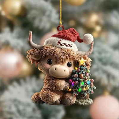 HOT! 2025 Personalized Highland Cow Christmas Ornament, Highland Cow Ornament