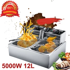 Deep Fryer 5000W 22QT W/ Basket Lid Electric Fryer Commercial Frying Machine