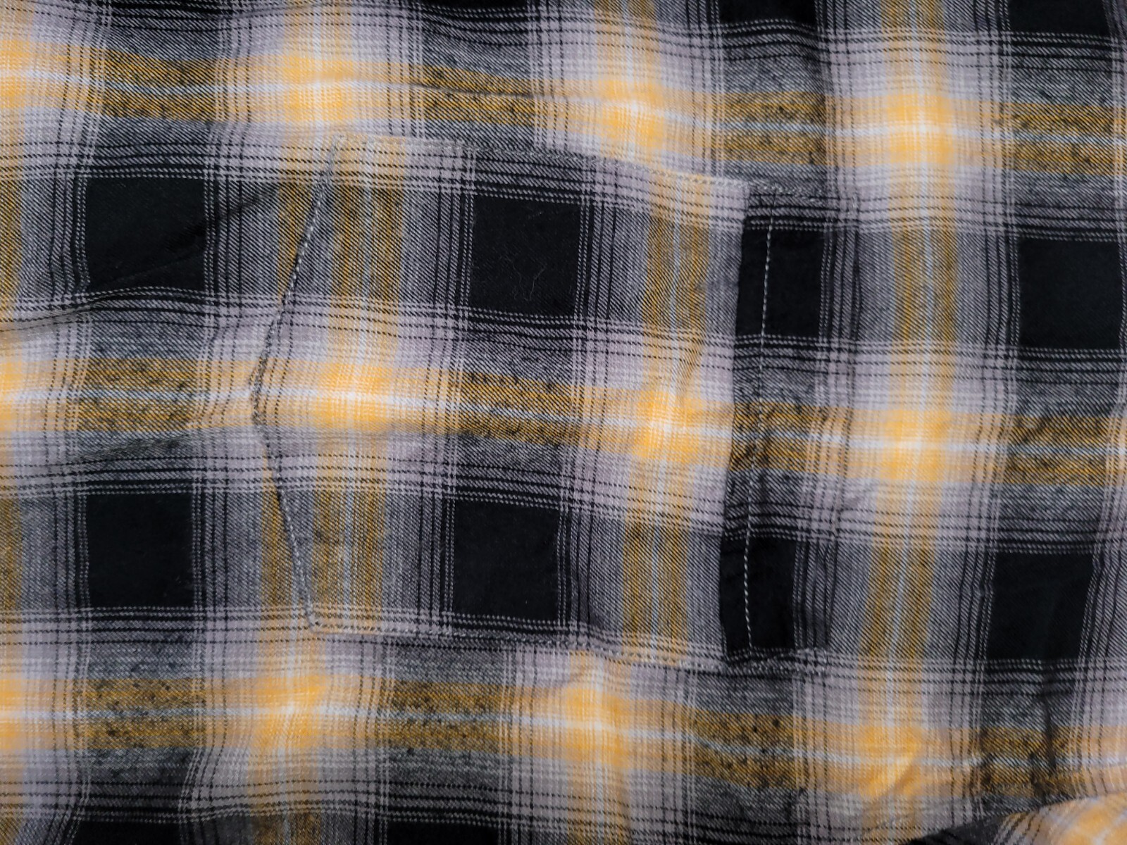 Cheap Monday Plaid Flannel Yellow Black  Button Down Long Sleeve Shirt Size M image 4