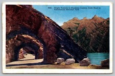 Triple Tunnels Shoshone Canyon Cody Road Yellowstone National Park Postcard D4