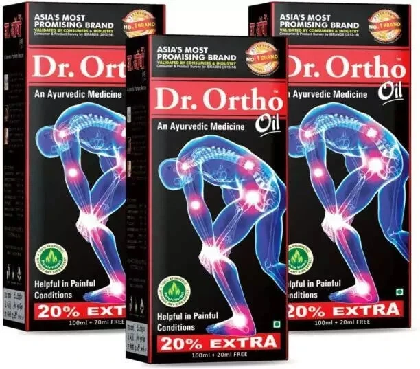 Dr. Ortho Joint Pain Relief Oil 120ml, Pack of 3 - Ayurvedic Joint Pain Massage