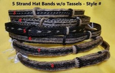 Horse Hair Hat Band WITHOUT Tassels - 5 strands HB-5-0T - 6 Pattern Choices