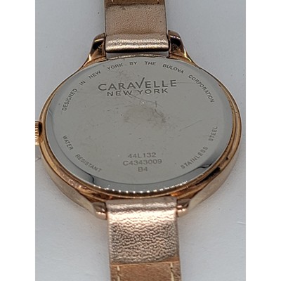 Caravelle 44L132 Women\'s Crystal New York Rose Gold Dial Leather Strap Watch Caravelle 44L132 Women main image 3