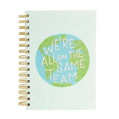 NWT We're All On The Same Team Spiral Notebook Journal Green Size 6 x 8