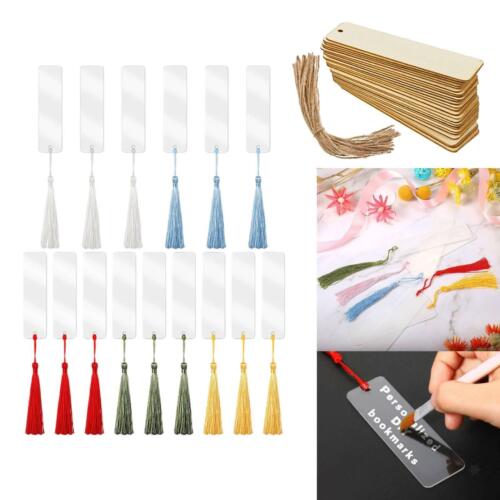 51Pieces Blank Wood&Acrylic Bookmarks with Holes Tags Ornaments with Ropes - Zdjęcie 1 z 12