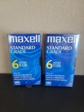 Maxell VHS T-120 Standard Grade 6 Hour Blank Video Tape Lot of 2 TWO Brand New