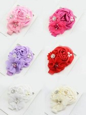 1pc Satin Flower Infant Toddler Headband Baby Hair band w Pearl -Choose Color