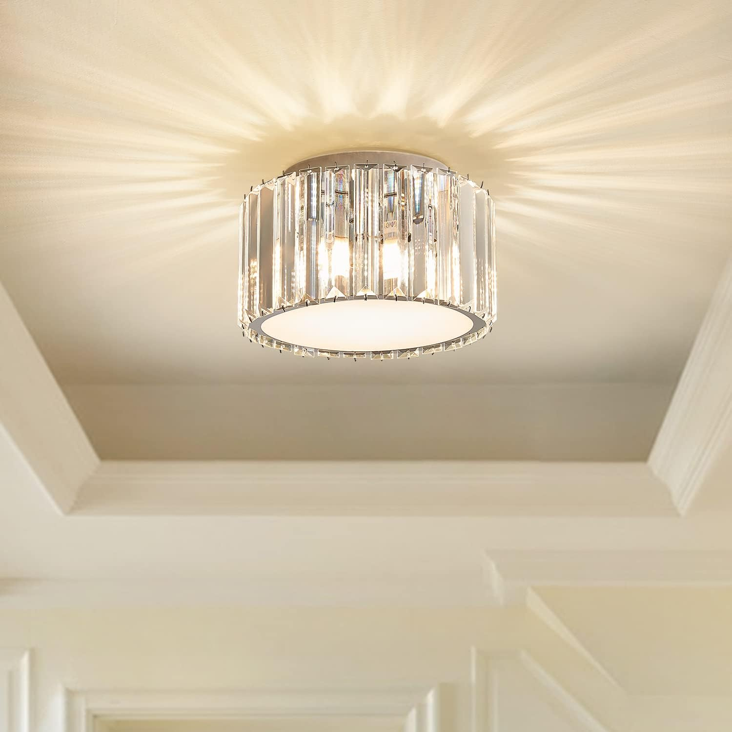 Modern Mini Flush Mount Crystal Chandelier by BUXVRCS