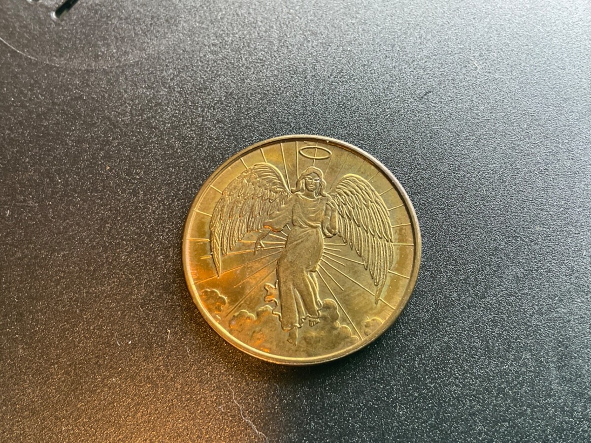 LUCKY COIN ANGEL w/WINGS, HALO BEAUTIFULLY ORNATE | eBay