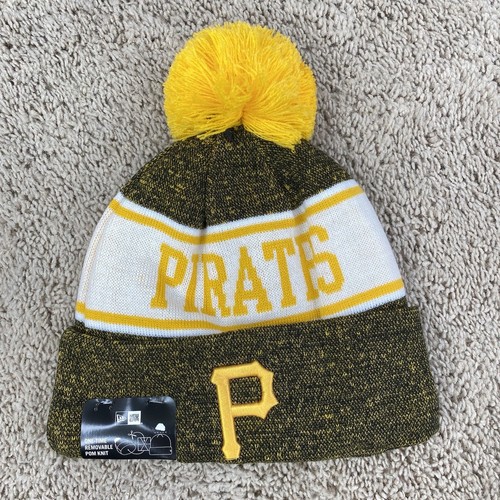Pittsburgh Pirates New Era Beanie Black Gold Banner Pom Cuffed Knit Cap Hat NWT