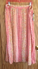I.n. Studio Woman  black Pink floral skirt SZ 2X  Pink orange Linen Rayon NEW