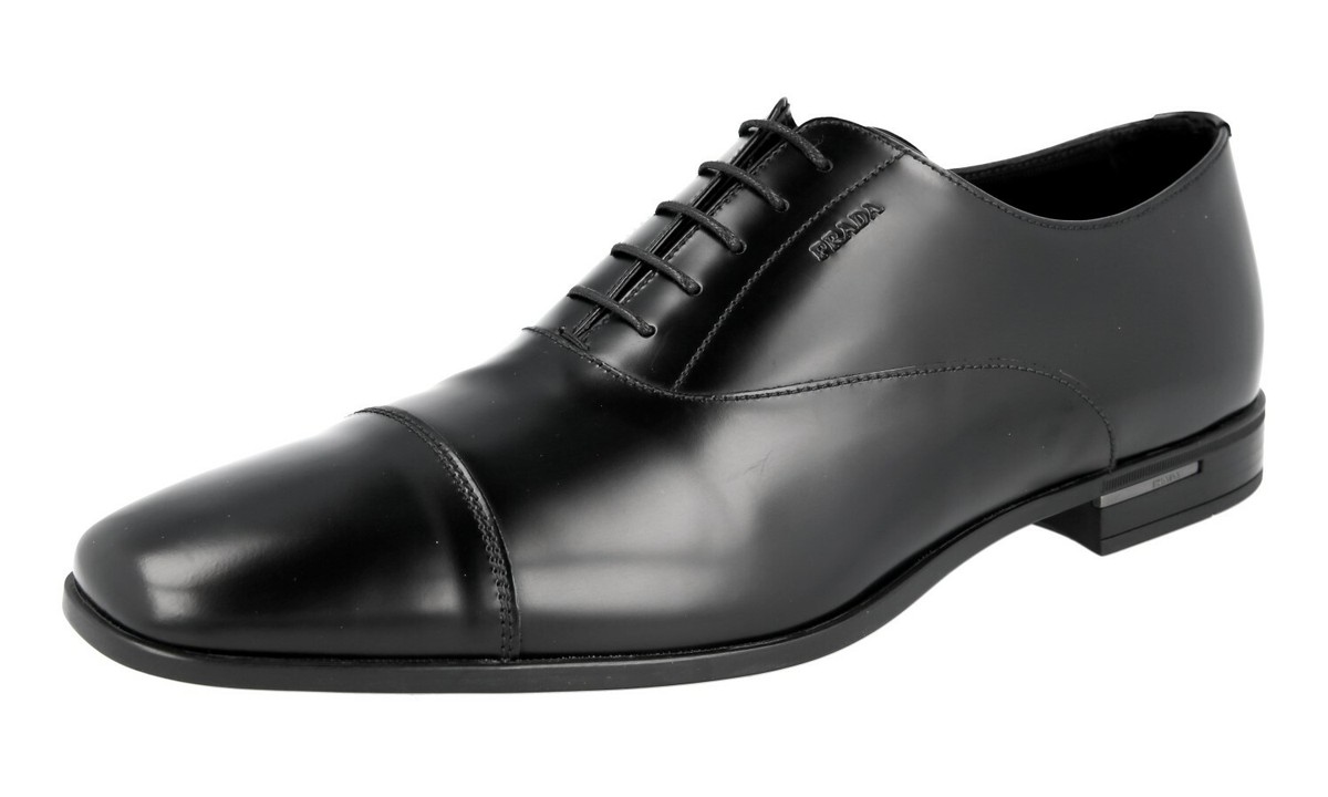 PRADA Leather Oxford Cap Toe Dress Suit Shoes - 2EE190 - Black NEW