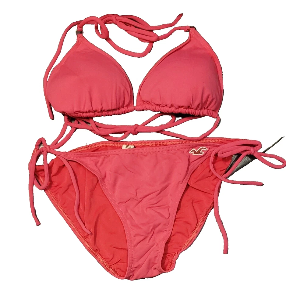 TRAJE DE BAÑO CLÁSICO HOLLISTER CALIFORNIA NIÑAS DOS PIEZAS BIKINI ROSA FUCSIA SM/MD Foto 4 de 4