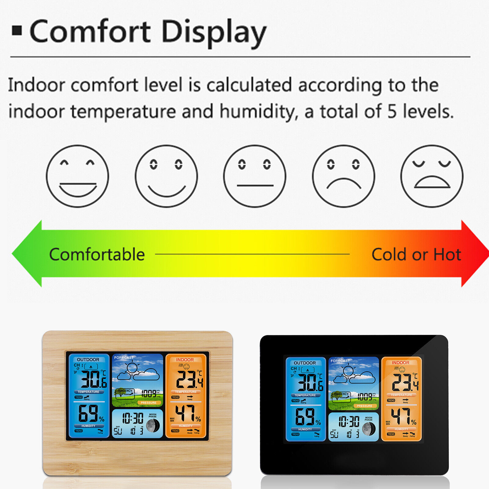 Digital Wireless Weather Station Clock Remote Sensor Indoor Outdoor