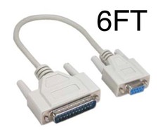 6ft DB9 Female to DB25 Male DB9F/DB25M Null Modem Adapter Cable White