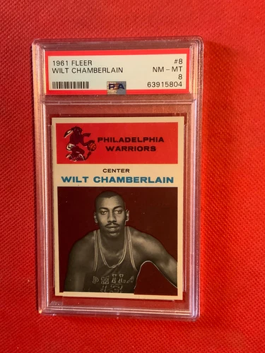 1961 Fleer Basketball #8 Wilt Chamberlain RC Rookie HOF PSA 8 NM-MT 4xMVP 2xChmp