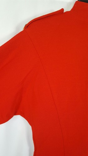 Vintage Outlander Damenkleid rot Wollmischung goldene Schulterklappen goldene Knöpfe klein - Bild 10 von 12