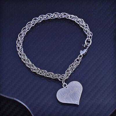 7.25 , Prochain Sterling silver bracelet, 925 wheat heart charm  Sursum Corda