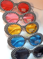 Checkerboard Oval Retro Sunglasses Oval Cat eye Frame Color Lens UV 400