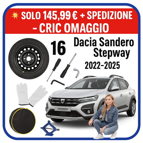Reserverad Dacia Sandero Stepway 16 4F Wagenheber Tasche Handschuhe Schlüssel Schraubendreher