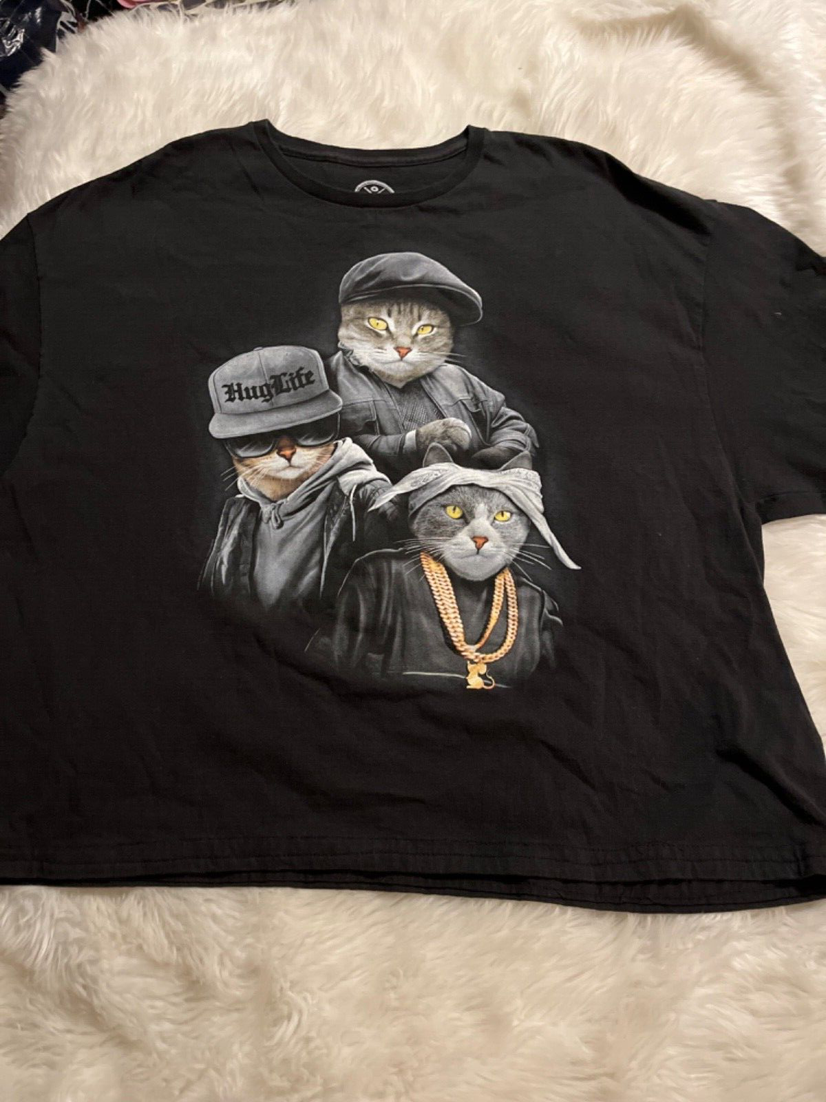 FILA Camicia DOM da uomo taglia 3XL gatto gattino braccio della morte parodia abbraccio t shirt vita nera