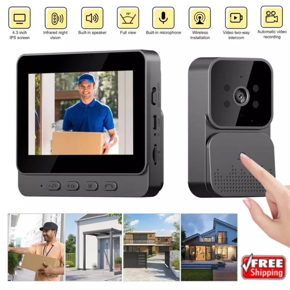 WiFi Wireless Smart Doorbell Video Phone Security Camera Door Bell Ring Intercom-image